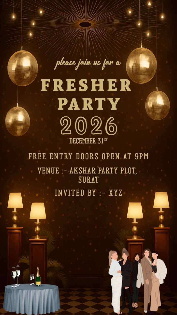 Fresher Party Cards for Stylish and Modern Events