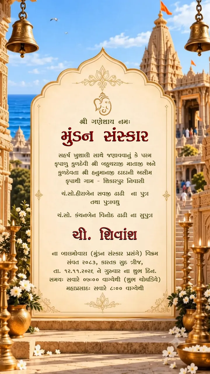 Gujarati Mundan sanskar ceremony invitation video Template