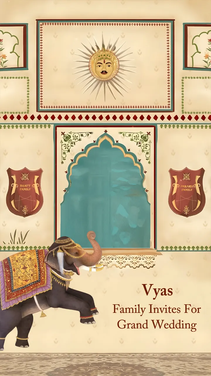 wedding invitation video with royal peacock art theme