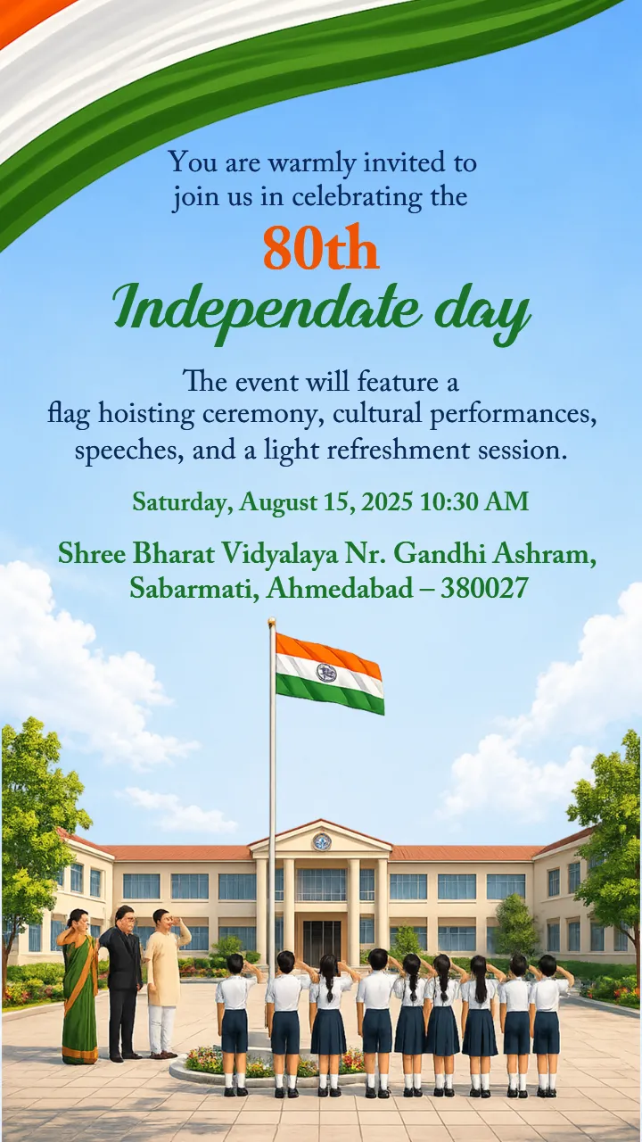 School Independence Day Invitation with Elegant Design