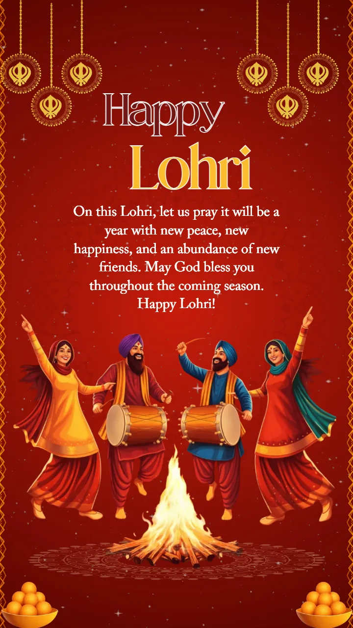 Happy Lohri Wishes with Traditional Bhangra and Firelight