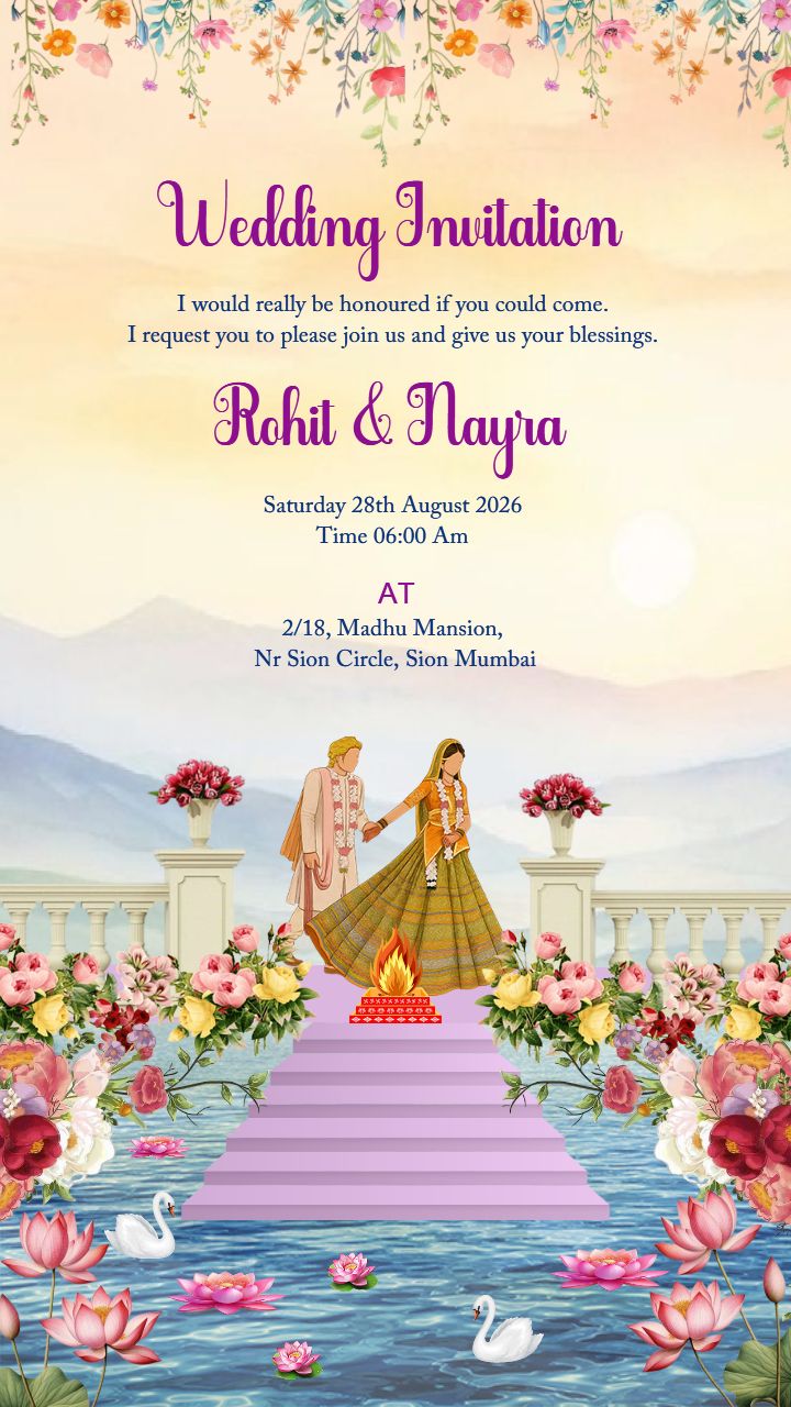 Traditional Floral Wedding Invitation Template