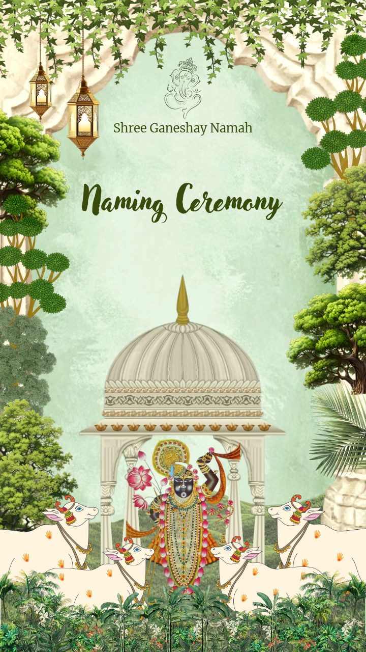 Naming Ceremony Function with Krishna Mandir Design