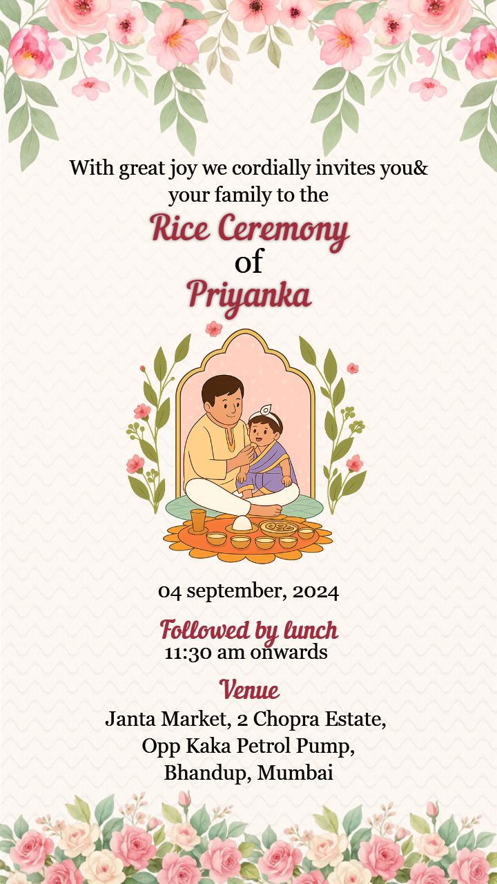 Editable Baby Rice Ceremony Invitation Templates
