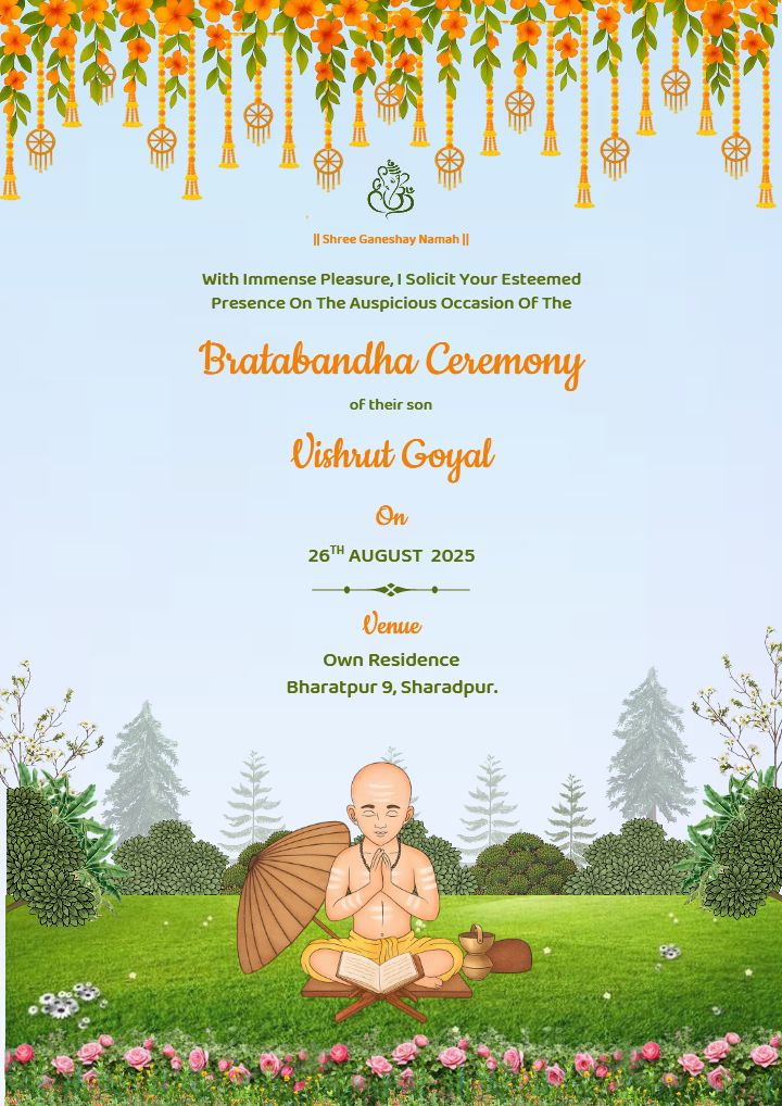 Bratabandha Ceremony Invitation  with Classic Look