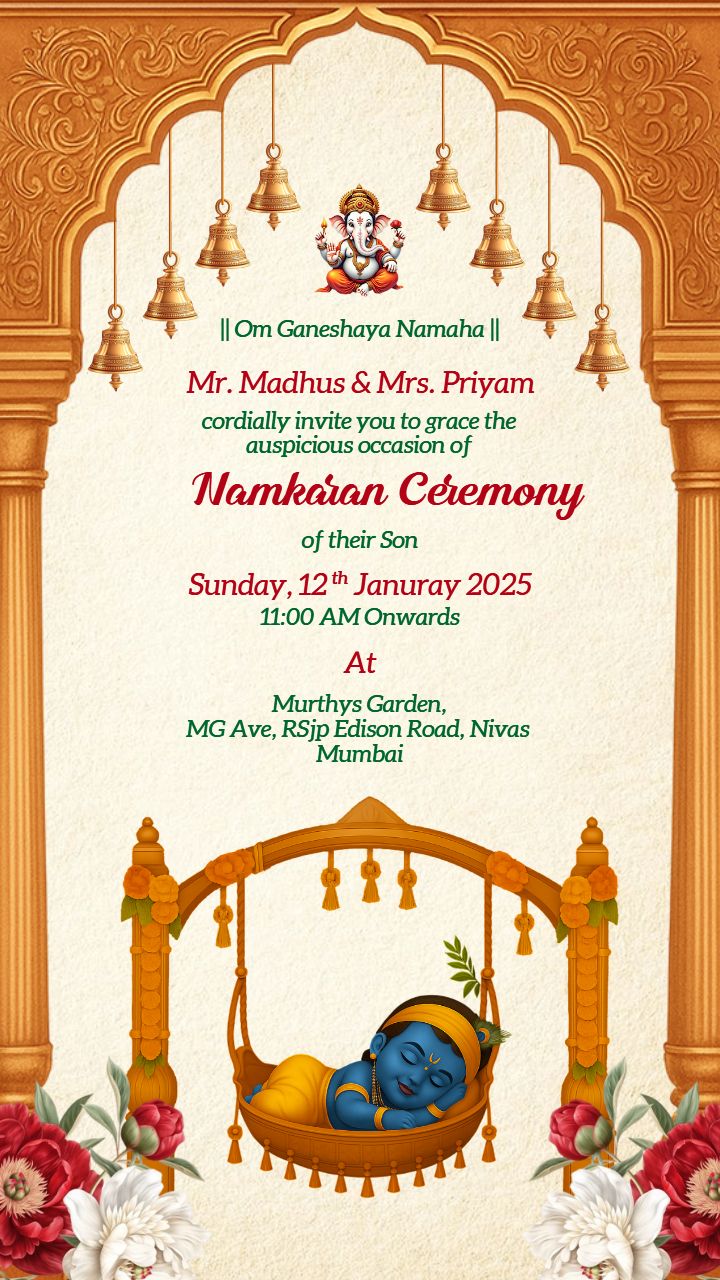Namkaran Ceremony Invitation Template Video with Krishna