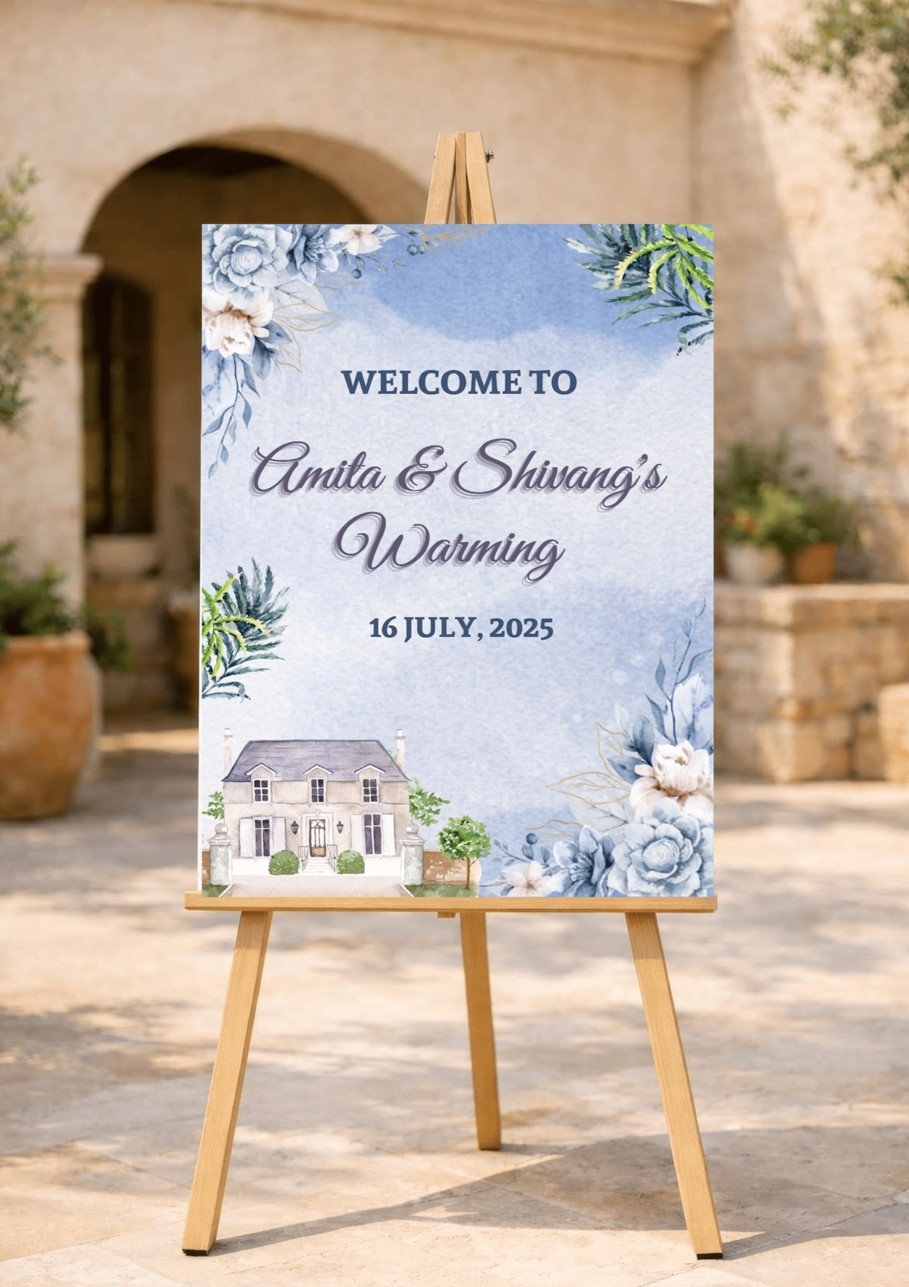 Housewarming Board With Elegant Floral Art