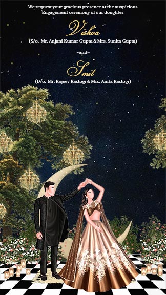 Starry Night Engagement Ceremony with Elegant Hand Design