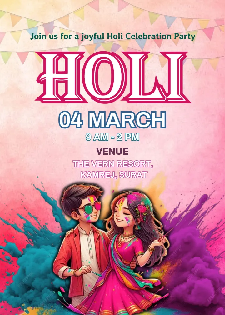 Best Holi Milan Samaroh Invitation Card in English 2026 HD