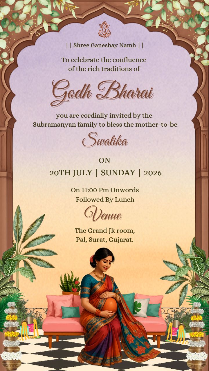 Royal Invitation for Godh Bharai with Traditional Elements