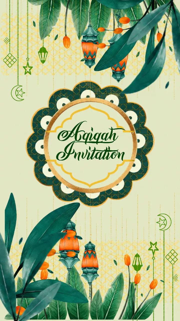 Aqiqah Ceremony Invitation Video with Green Gold Theme