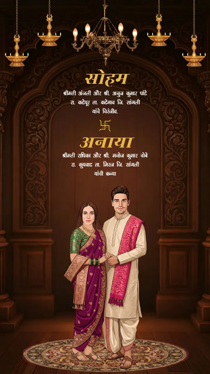 Marathi Wedding Invitation Video Royal Gold Decor Theme