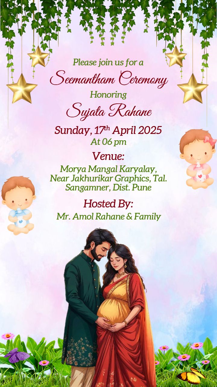 Seemantham Function Invite Video With Baby Theme Design