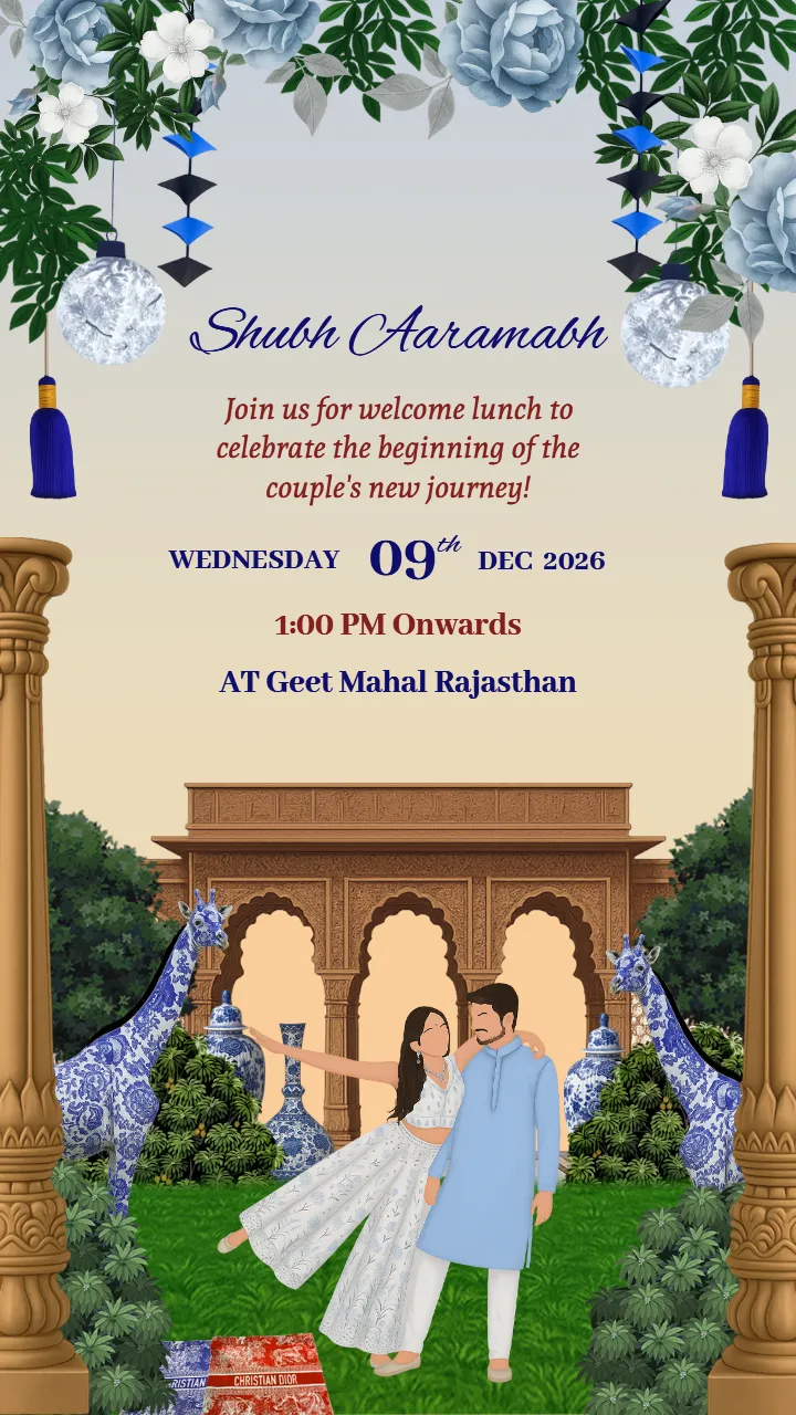 Rajsthani Wedding Invitation Template with Royal Designs