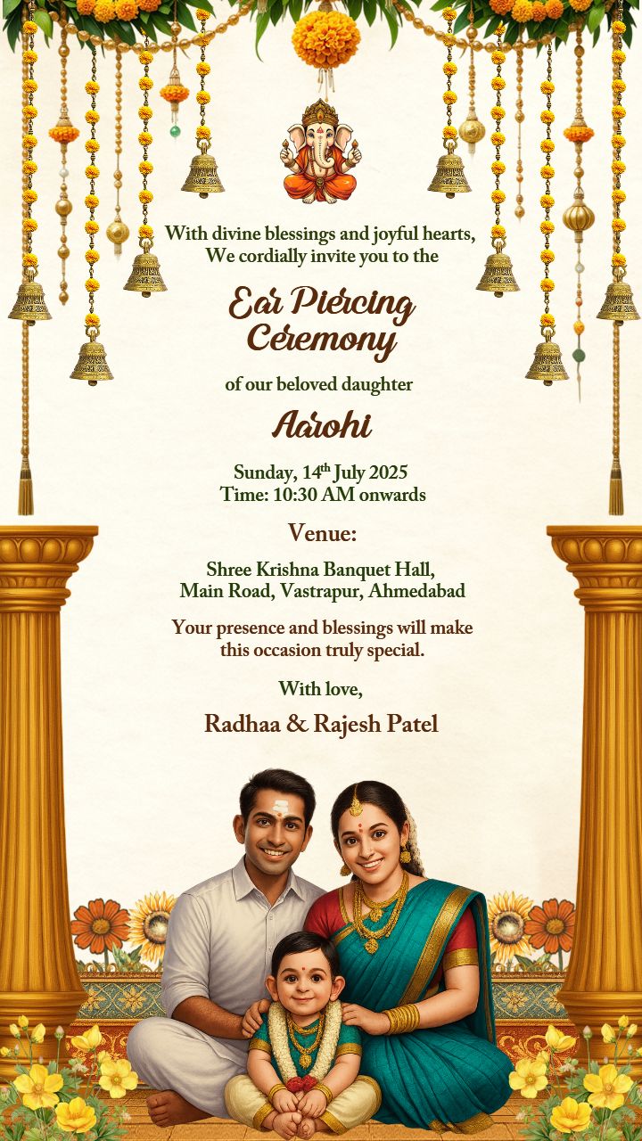 Temple Themed Ear Piercing Ceremony Invitation Video