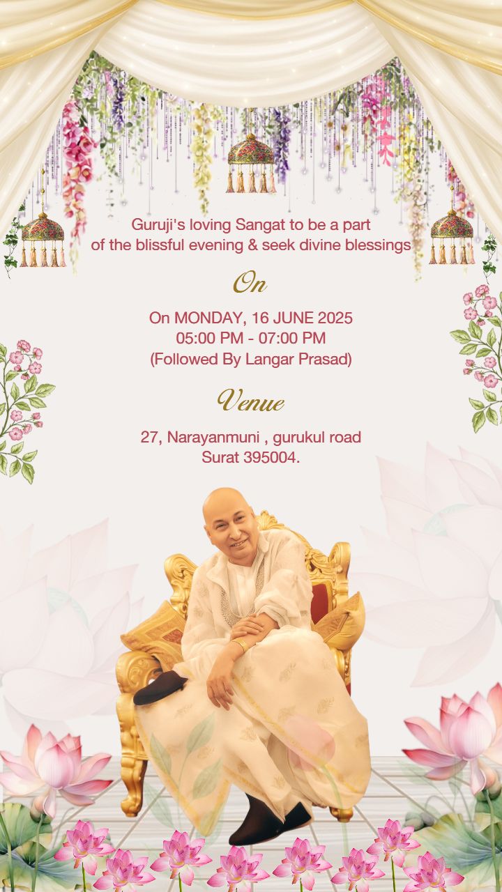 Premium Shukrana Guruji Satsang Invitation with lotus theme