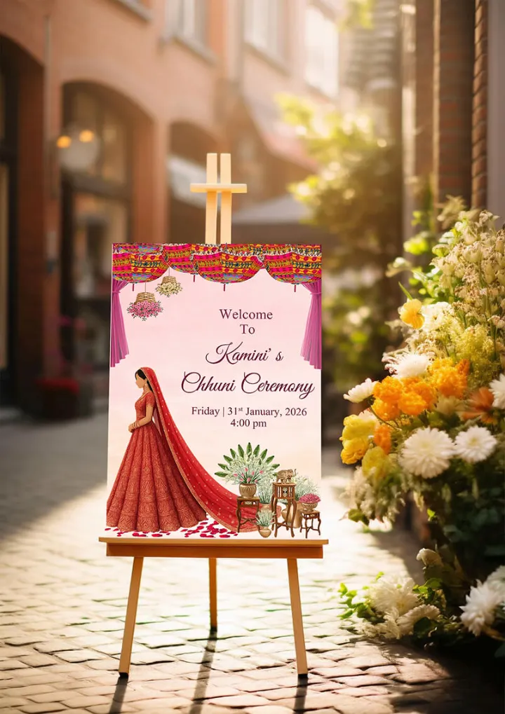 Stylish Punjabi Bride Chunni Ceremony Welcome Board