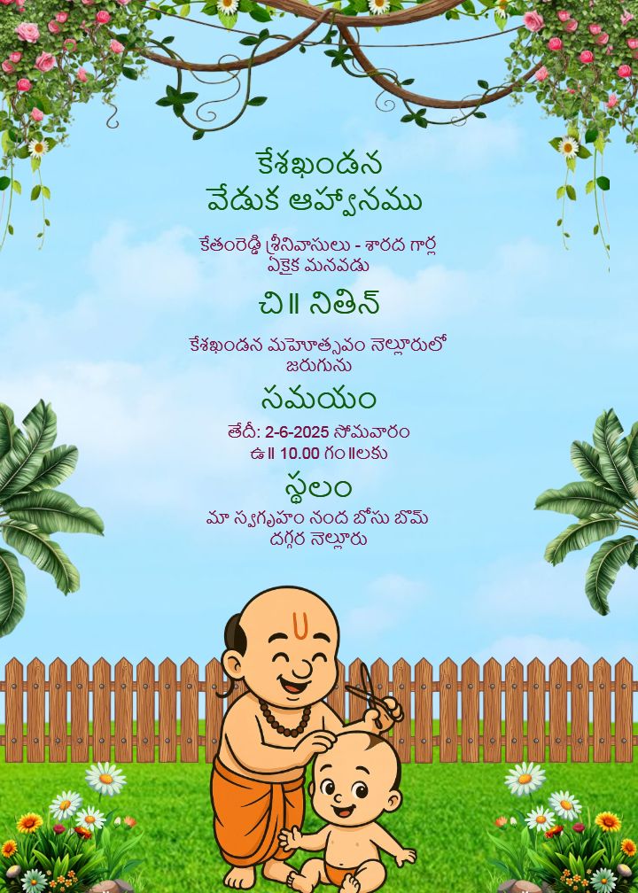 Celebrate Tradition with Unique Telugu Head Shaving Ceremony Invite