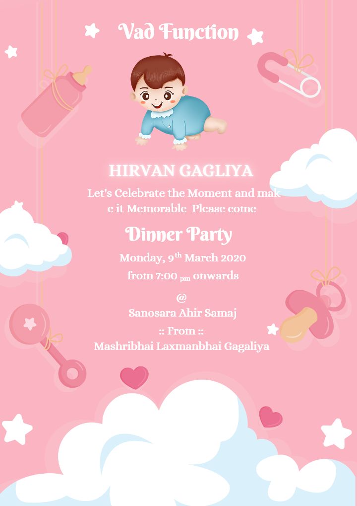 Vad Ceremony Invitation Card Maker Pink Theme