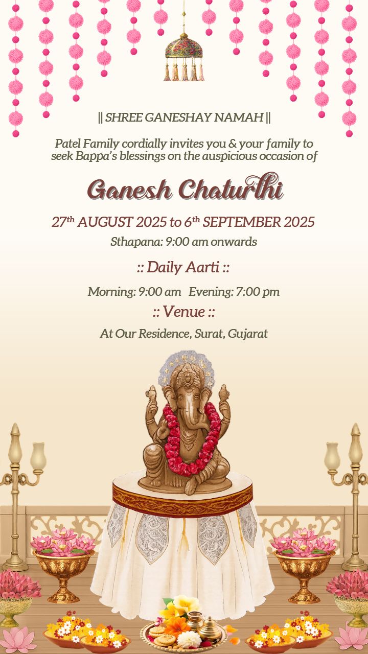 Ganesh Chaturthi Invitation Video in Marathi for 27 August
