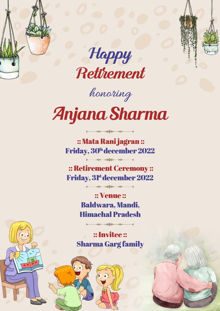 Happy Retirement Party Invitation Cards with Family Theme