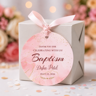 Editable Thank You Tags for Baptism for Baby Girl Events