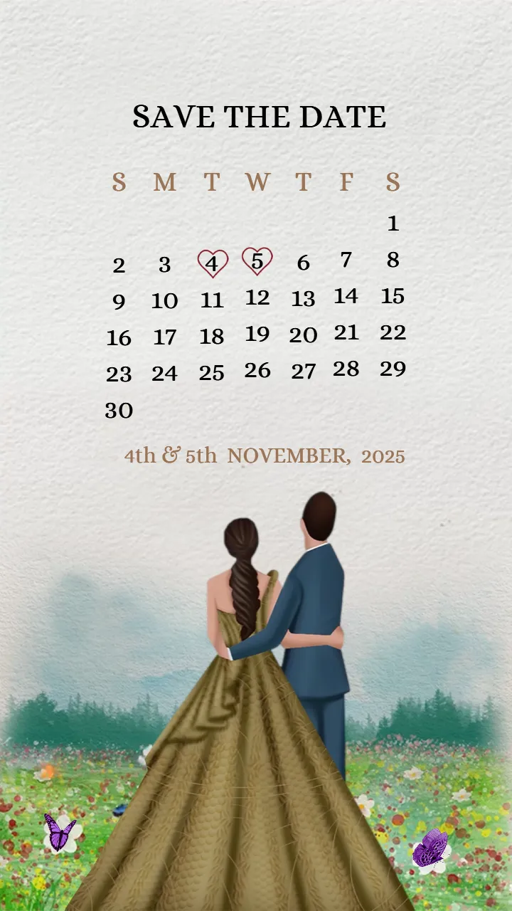 save the date wedding invitation video in soft floral theme