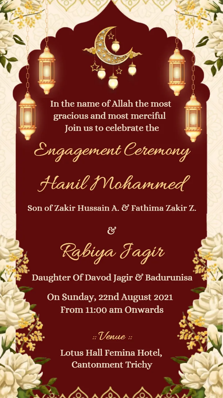 Cultural Muslim Engagement Invitation Video with Motifs