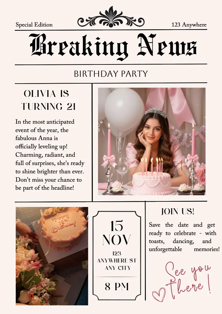 Design Elegant Newspaper Birthday Template in  English