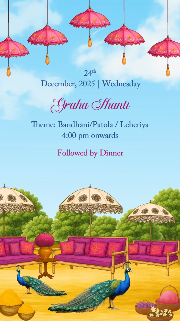 indian wedding invitation card with floral and nature theme