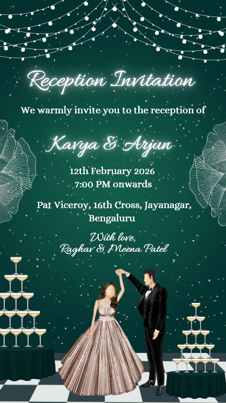 Green Theme Reception Party Invitation Card Maker