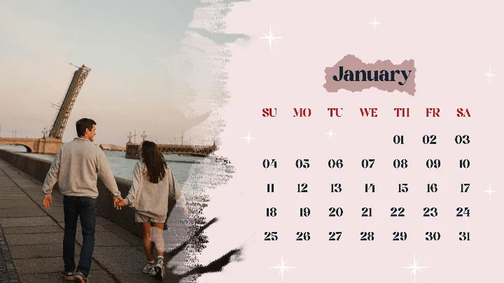 Calender Template For Romantic Couple Photo Memories