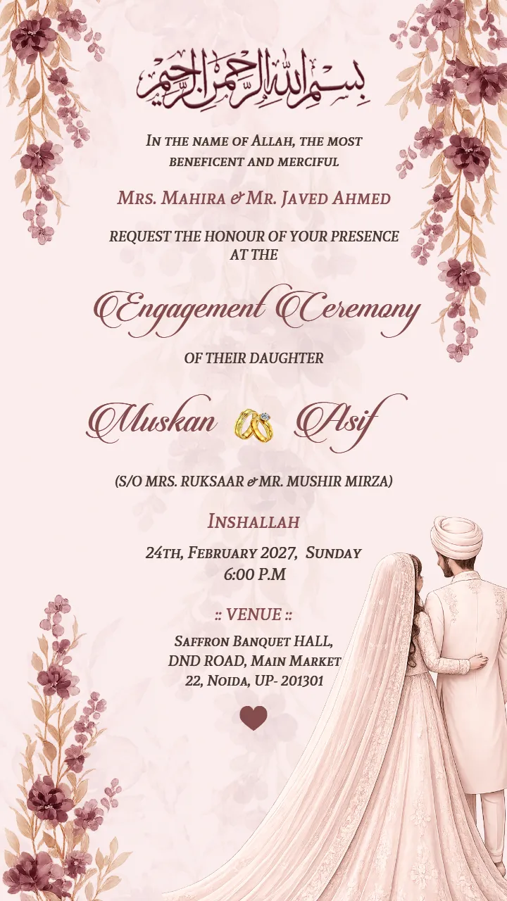 Editable Muslim Engagement Invitation Card Template