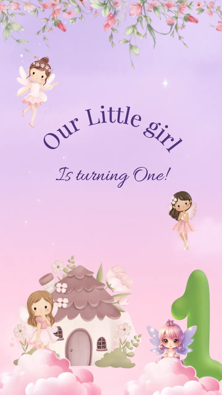 Fairy Theme Baby Girl Birthday Invitation Card Create Online