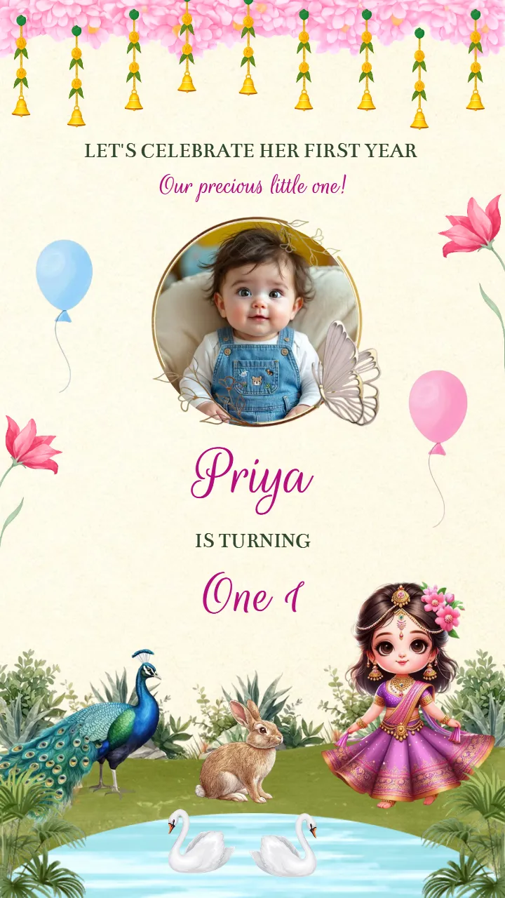 Best 1st Birthday invitation Video with BeautifulLotus Theme
