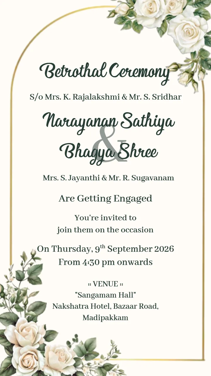 Betrothal Ceremony Invitation Card Template