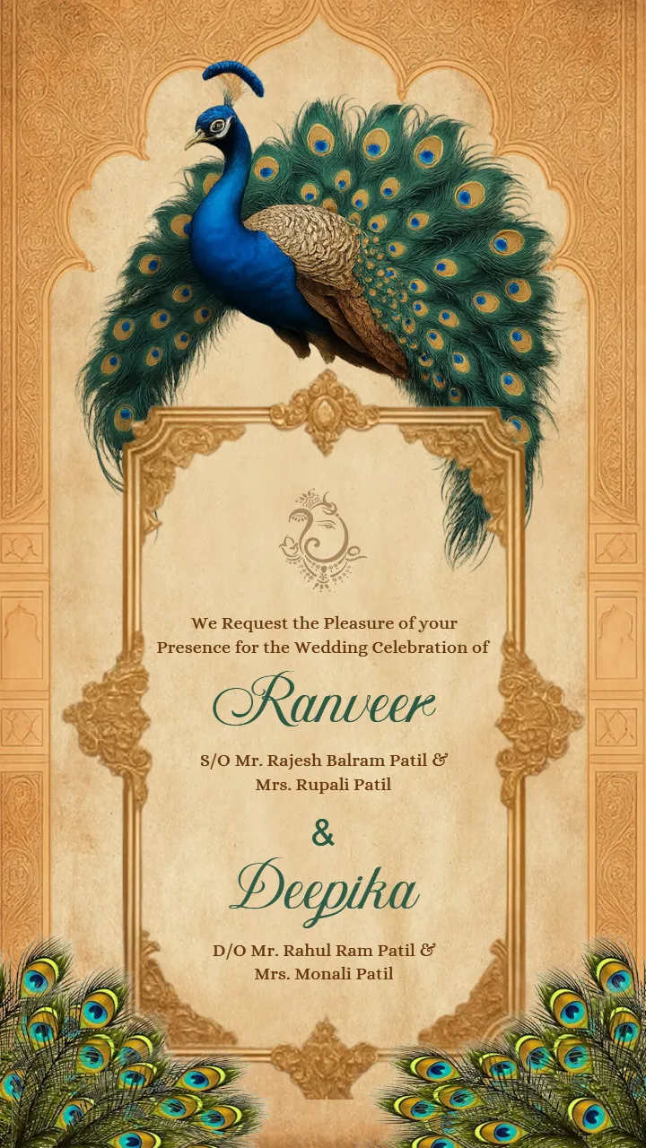 Luxury Peacock Theme Wedding Invitation Video Template