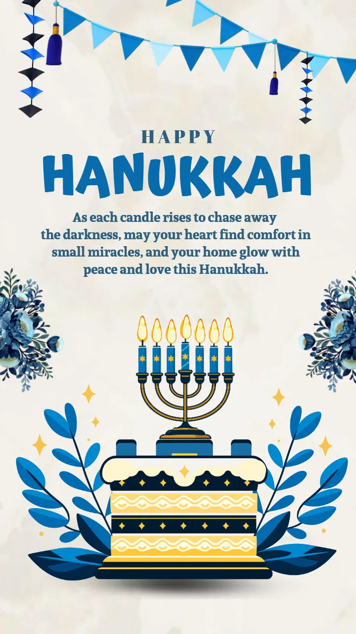 Happy Hanukkah Status Video 2025 With Blue and Gold Theme