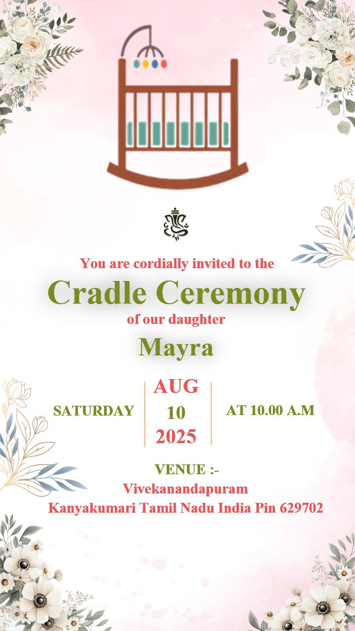 Cradle Ceremony Invitation In Elegant Traditional Style