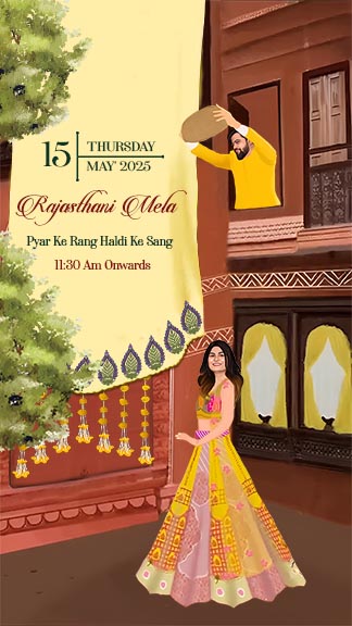 Royal Scroll Rajasthani Wedding Invitation Template Online
