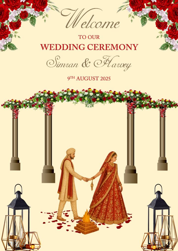 Stylish Wedding Ceremony Standee Board Template Online