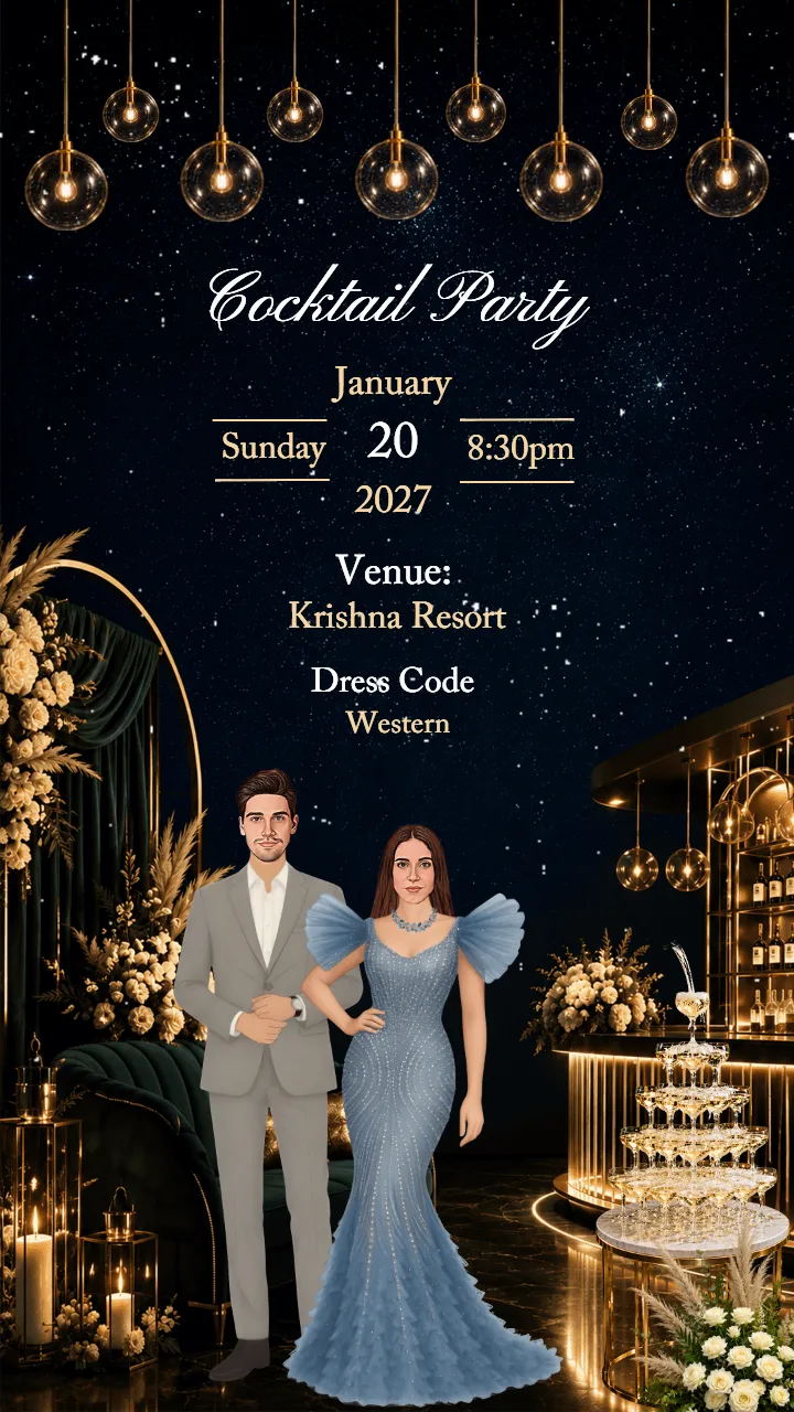 Wedding Invitation Video with Romantic Couple Illustrations