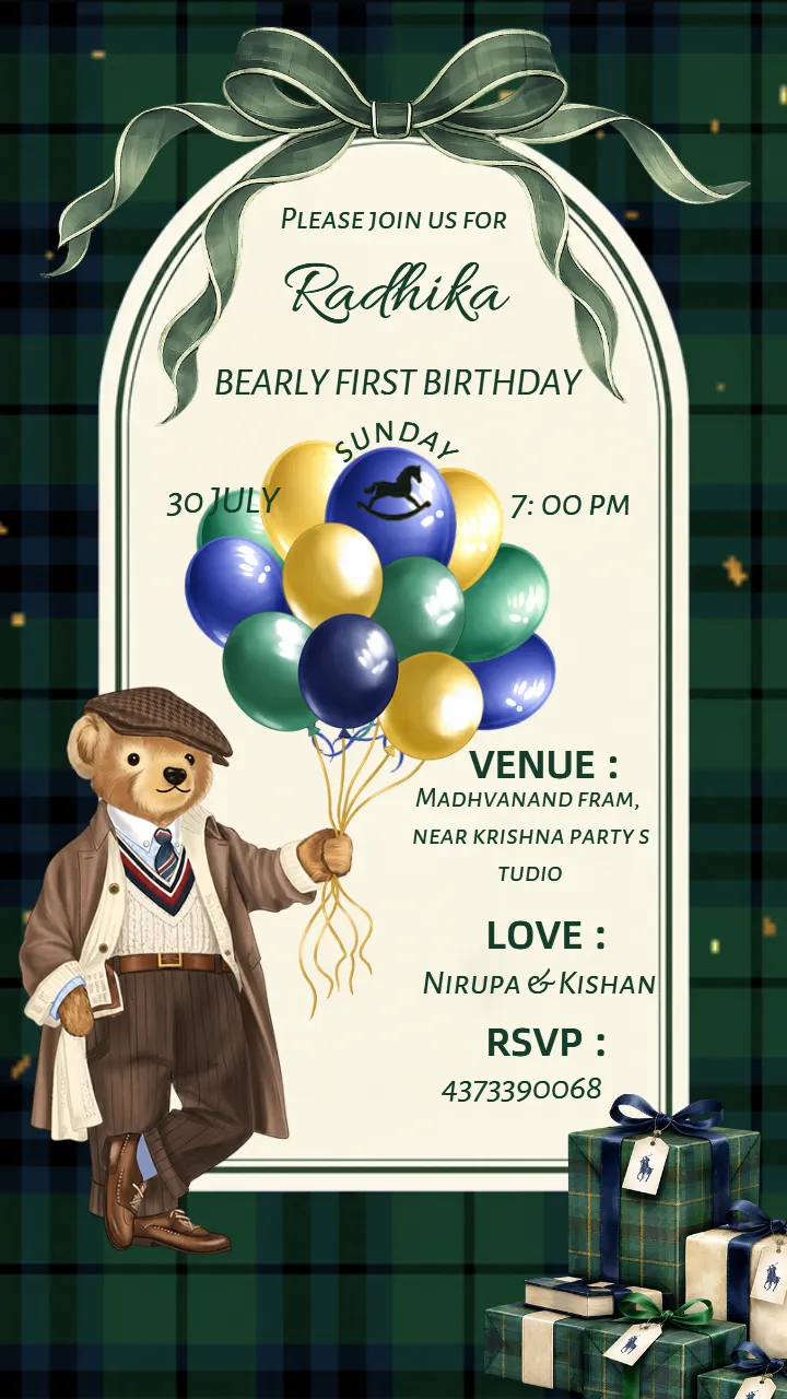 1st Brithdat Invitation Video with Balloon Theme
