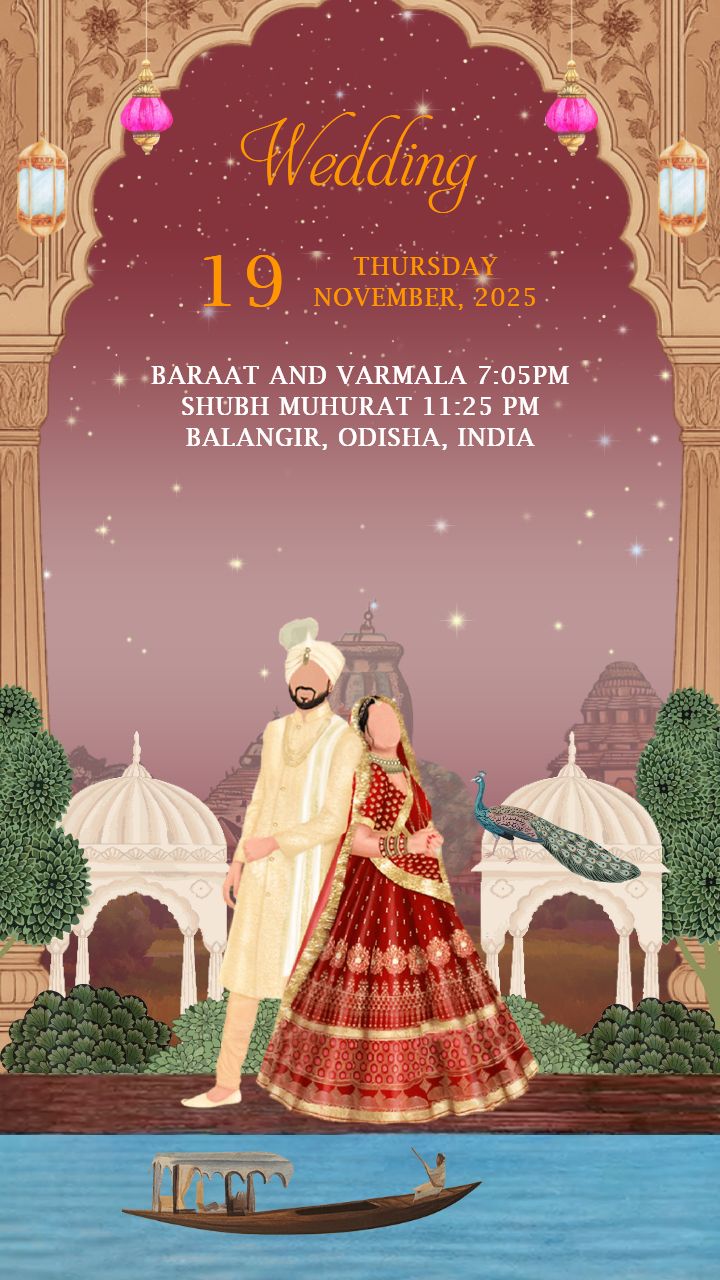 Temple-Inspired Wedding Invitation card Templates