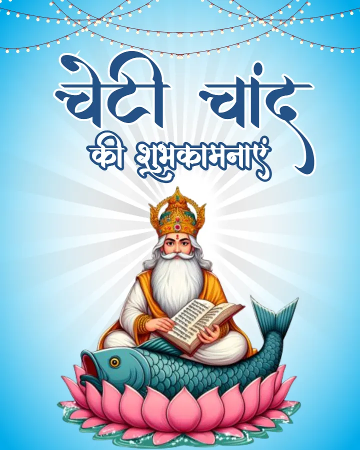 Custom Happy Cheti Chand Image in Hindi for Festival Design