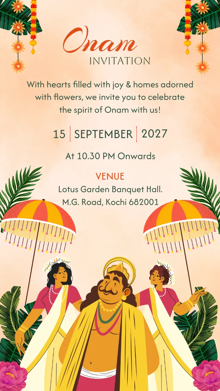 Onam Invitation Card Designs for Bright Celebration