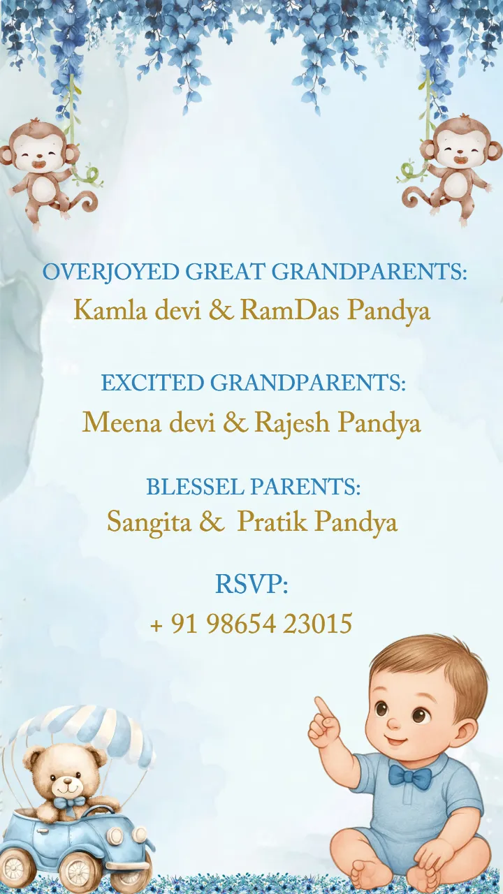 Naming Ceremony Invitation Video Template with Cartoon Art