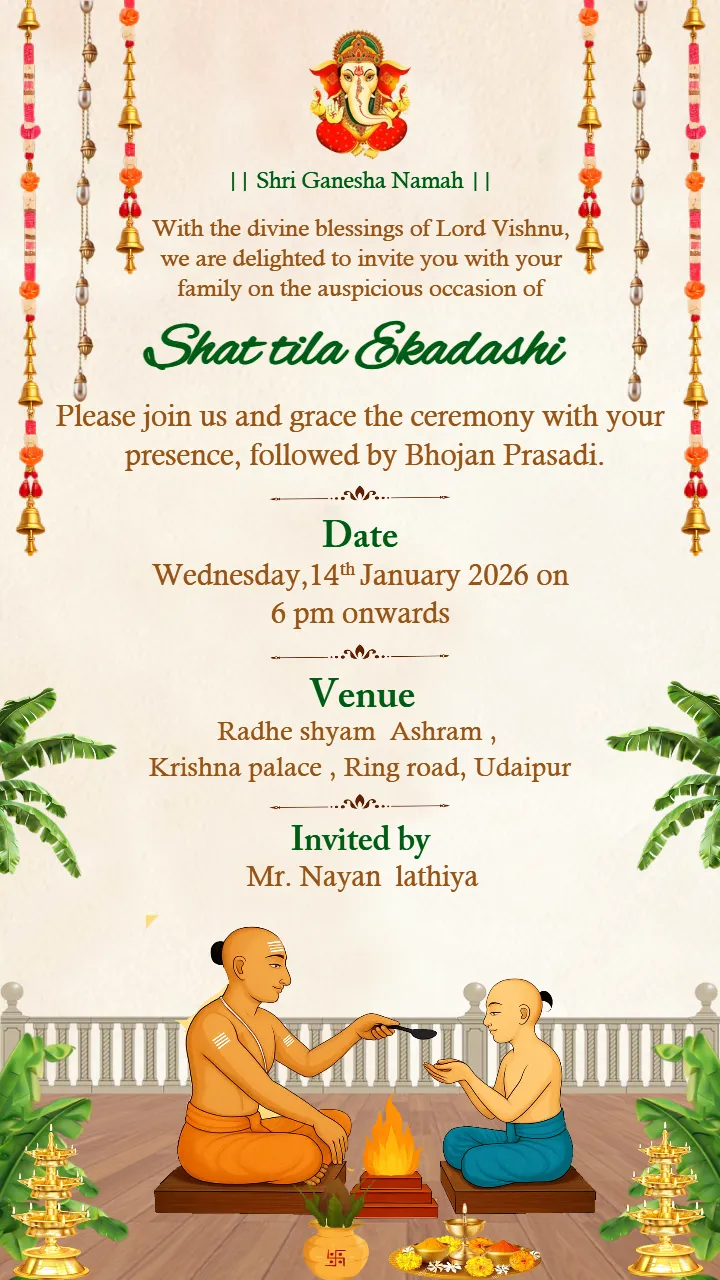 Auspicious Shat-tila Ekadashi Invitation Card Design
