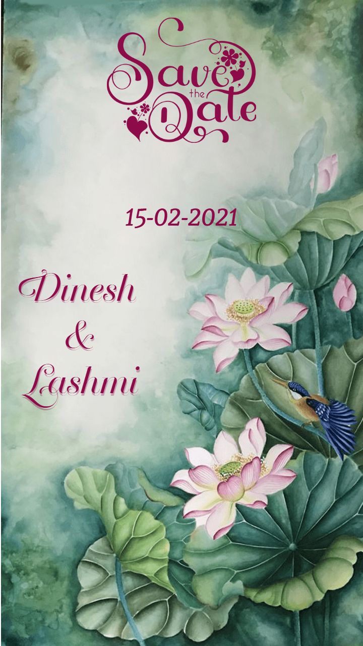 Artistic Wedding Save the Date with Bird and Lotus