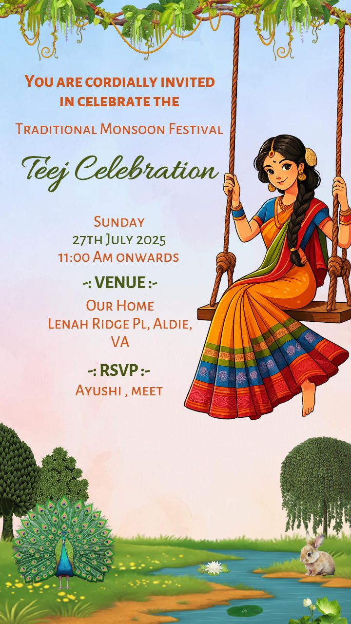 Free Teej Invitation Card In English Language Online